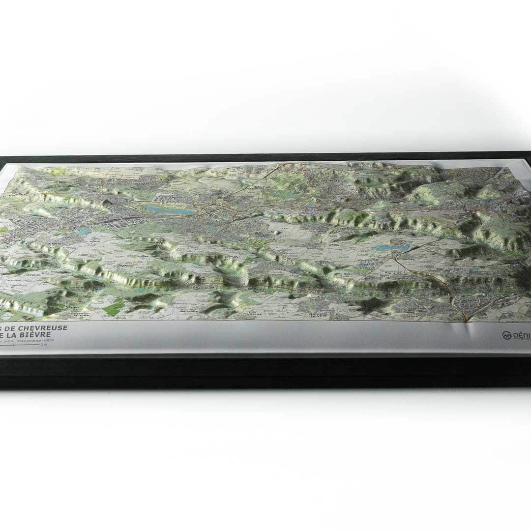 Une vue en perspective de la carte reliefdes Vallées de Chevreuse et de la Bièvre