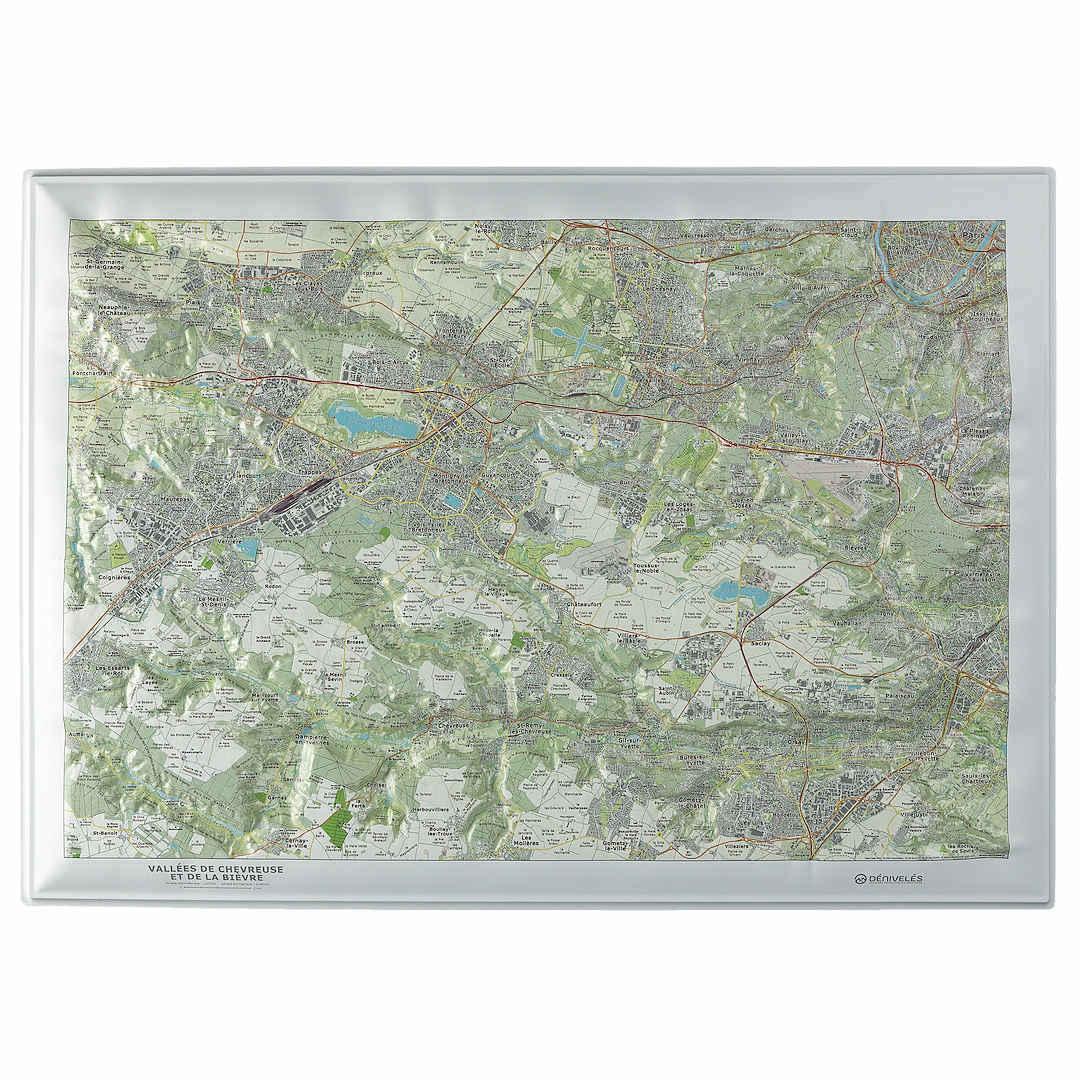 La carte relief des Vallées de Chevreuse et de la Bièvre présentée sans cadre.