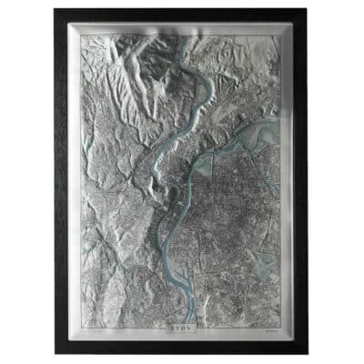 carte en relief lyon gris(avec cadre)