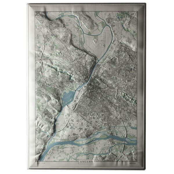 La carte relief d'ANGERS présentée sans cadre