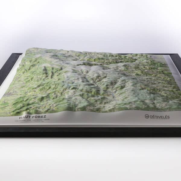 Vue en perspective mettant en évidence le relief de 3,7 cm de cette carte au 1/53.000