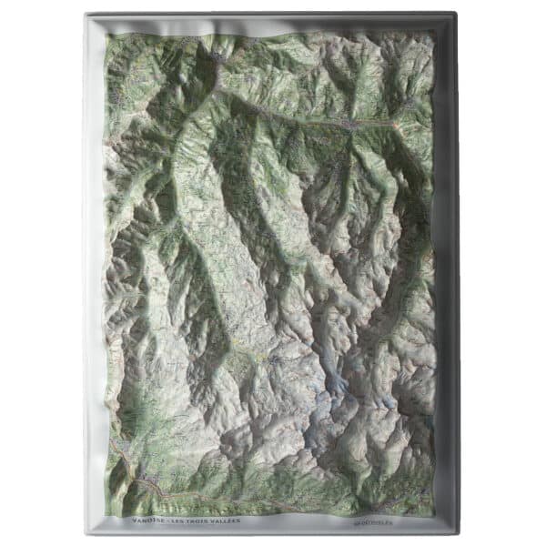 Carte en relief Dénivelés Éditions Les 3 Vallées été (sans cadre)