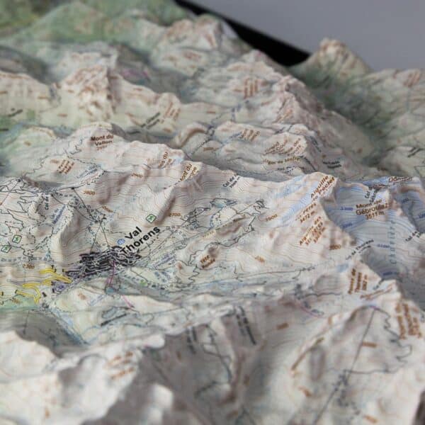 Carte en relief Les 3 Vallées été : Zoom sur Val Thorens