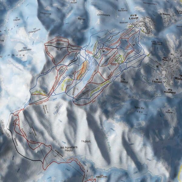 Zoom sur les pistes de Pra loup en 3D