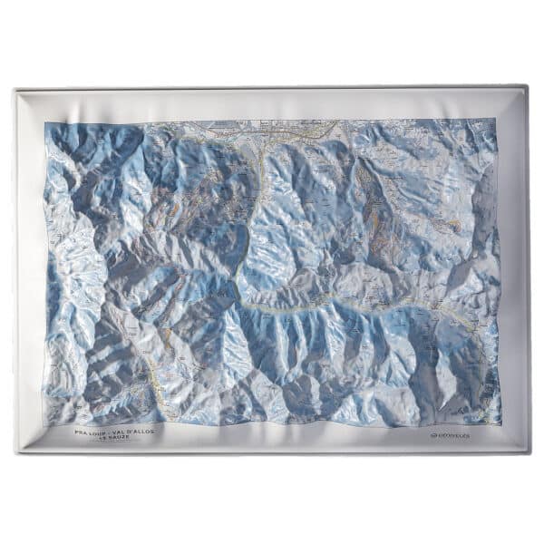 Carte en relief hiver Pra Loup-Val d'Allos-Le Sauze (sans cadre) Dénivelés Éditions