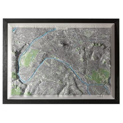 Carte en relief de Paris (avec cadre noir)