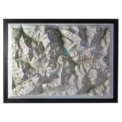 Carte en relief été Vanoise Tignes Val d'Isère (avec cadre)