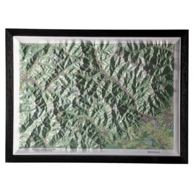 Carte en relief Vosges -Grand Ballon- Ballon d'Alsace présenté dans un cadre noir