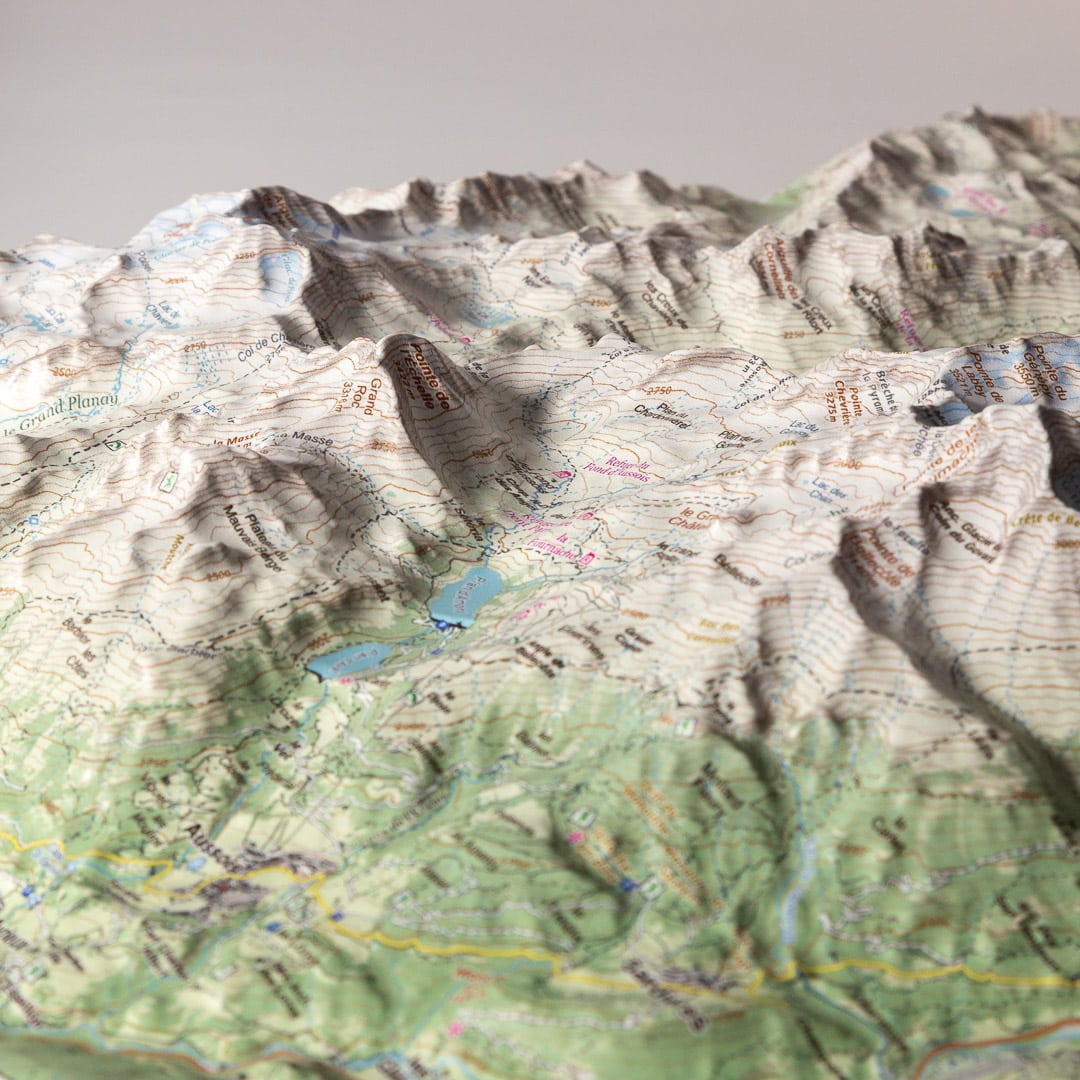 Zoom de la carte relief - Vanoise Les Glaciers: Aussois, Plan d'Amont, Plan d'Aval, Pointe de l'Échelle