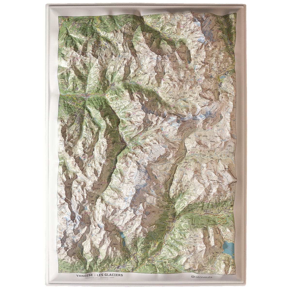 La carte en relief Vanoise Les Glaciers, de Dénivelés Éditions présentée sans cadre